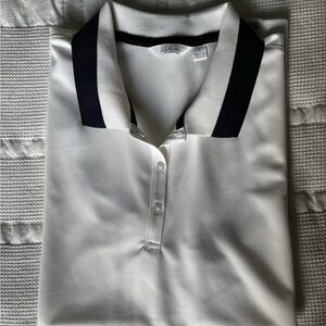 Lady Hagen White Button Down Shirt with Black Collar